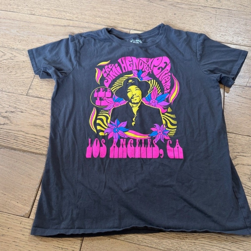 Jimi Hendrix Los Angeles CA Graphic T Shirt Black Size L Authentic Hendrix (791)